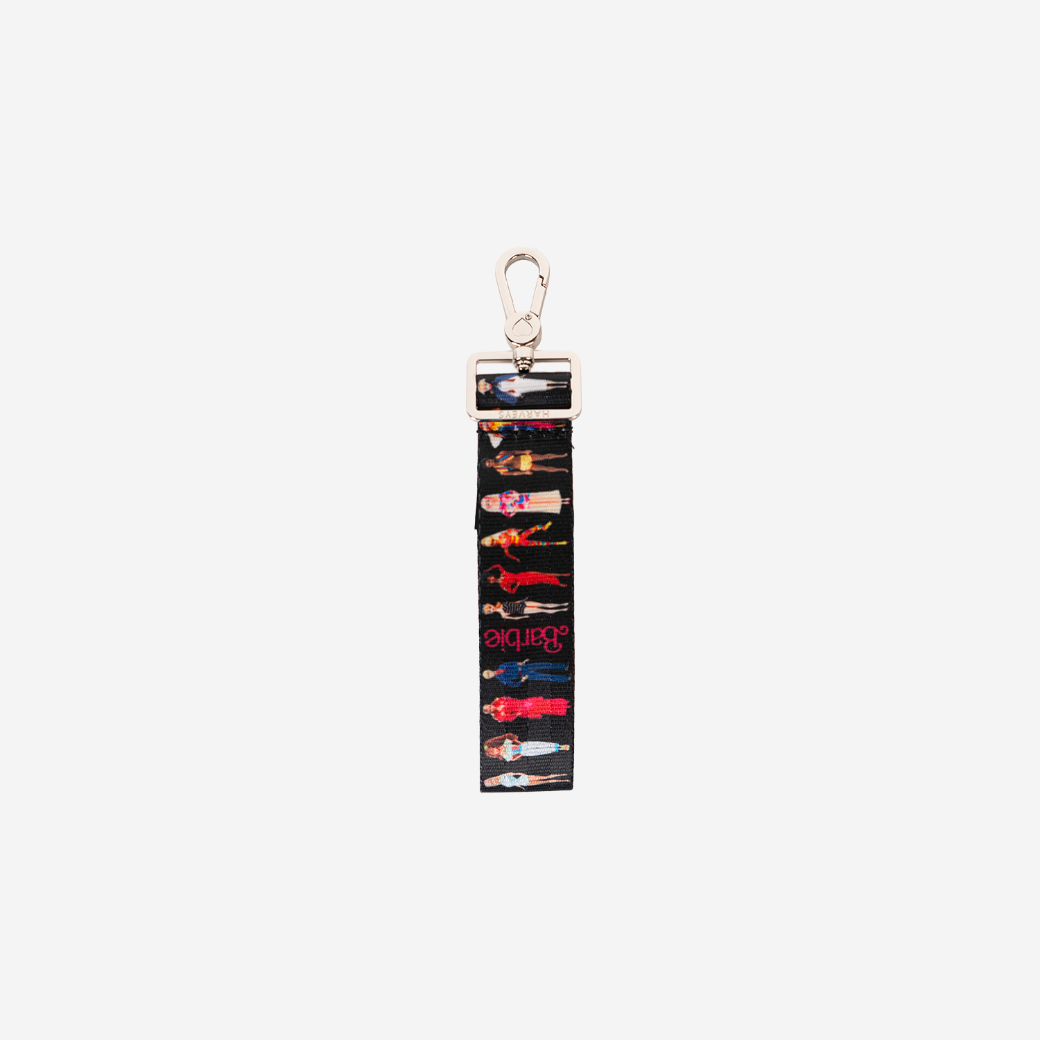 The back view of the Barbie Through The Eras 4 Panel Keychain