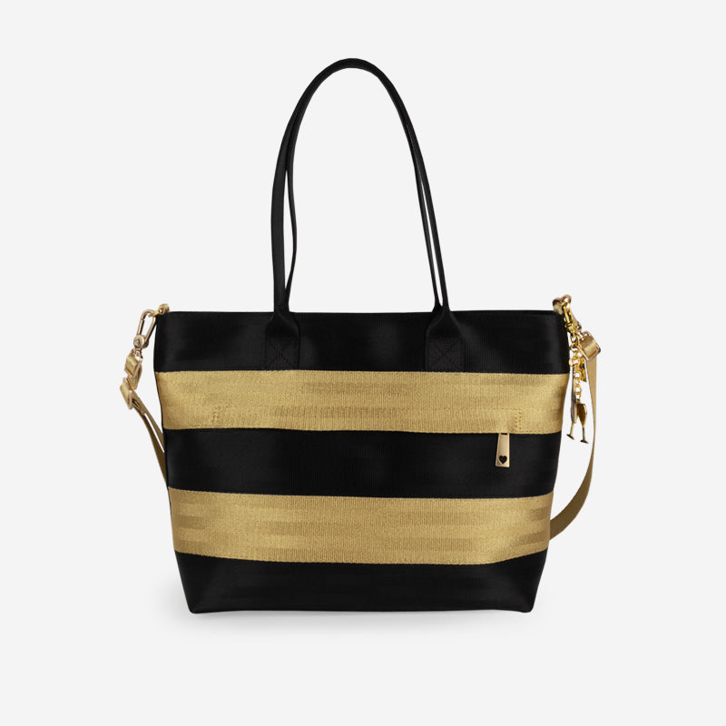 Black and Gold Mini Streamline Tote Front View
