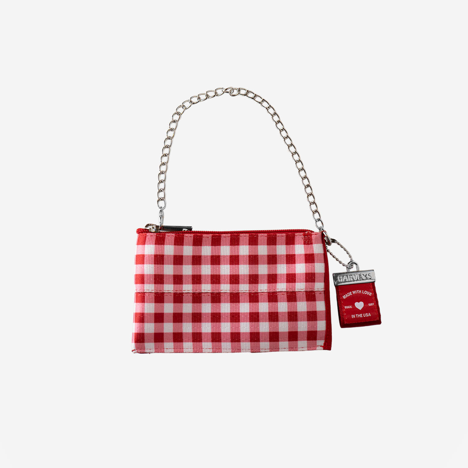 The front of a Coin Purse in Red Gingham