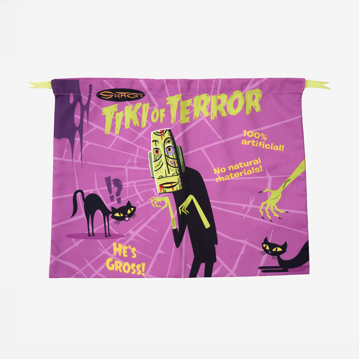 Front view of Shag Spooky Tiki Cocktail dust bag