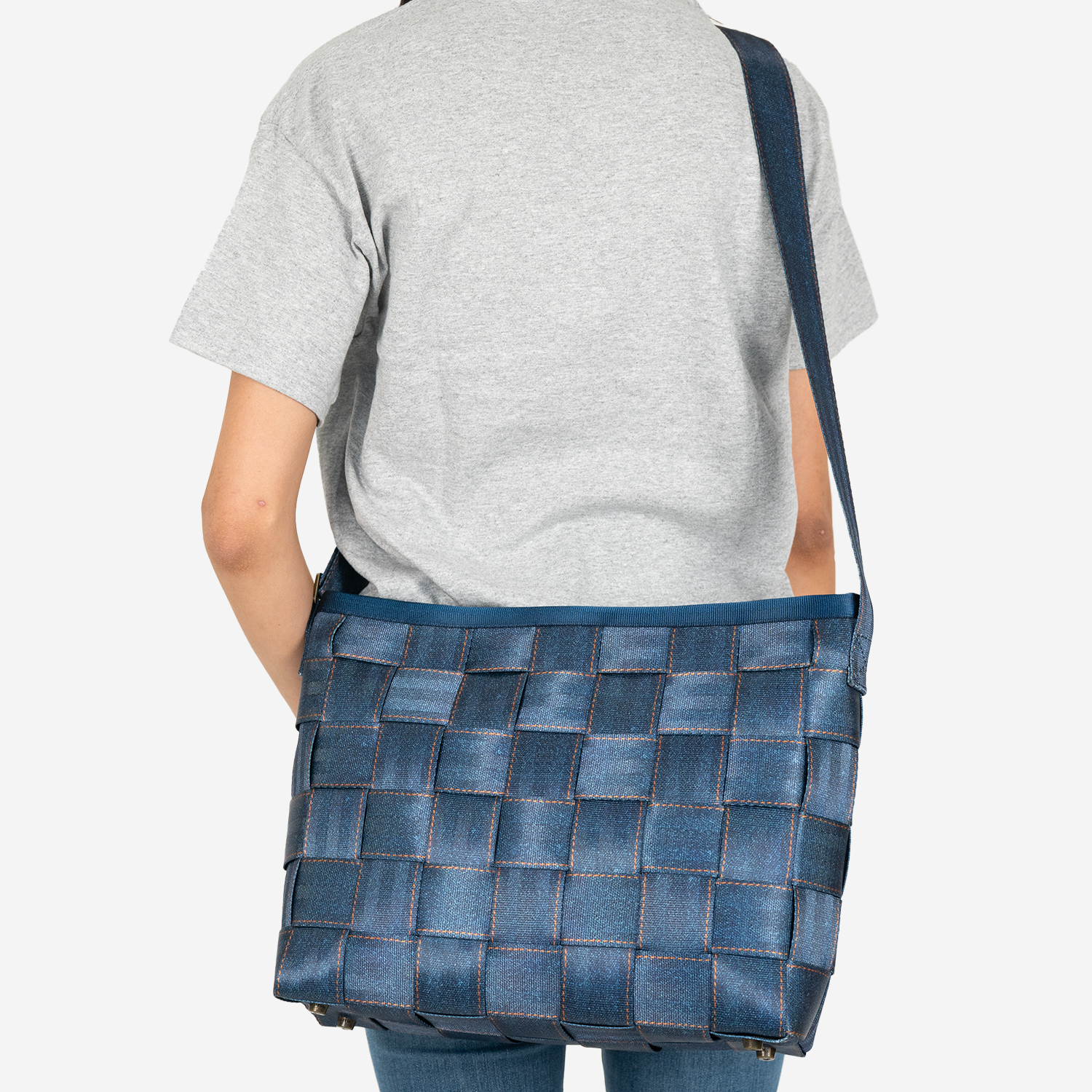 Back view of an Executive Messenger in Denim on a Model