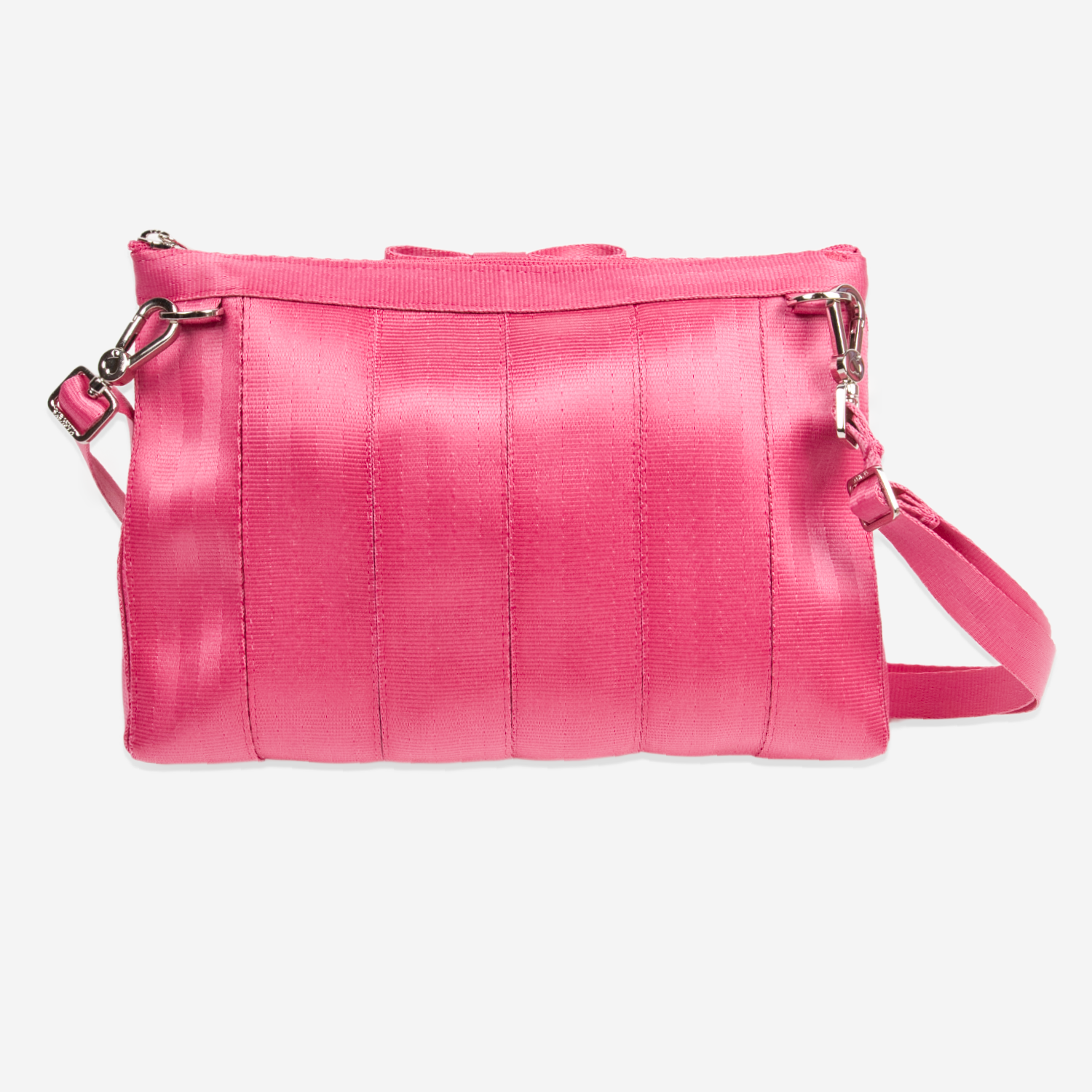 The back of a Fuchsia Lola Bow Clutch