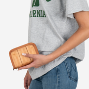 Fun Size Wallet in the color Cognac in a models hand