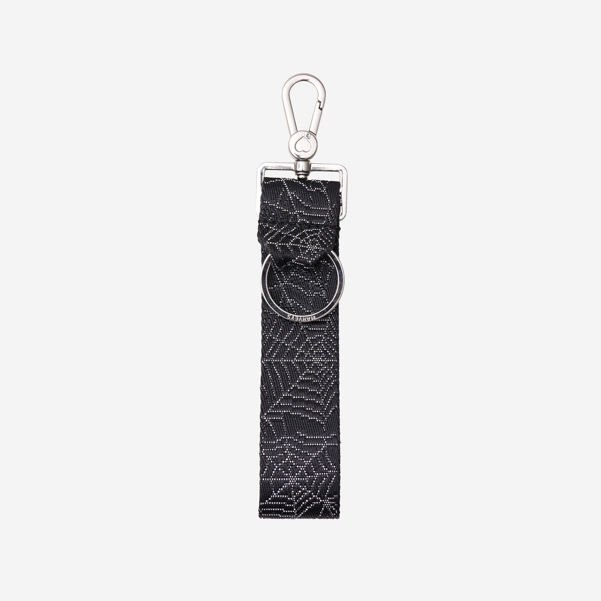 The front of a Black Widow 4 Panel Keychain