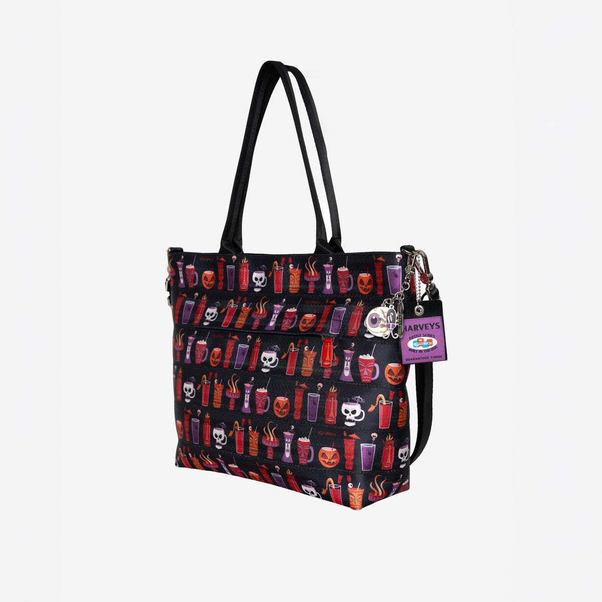 Front & side view of Medium Streamline Tote Shag Spooky Tiki Cocktail