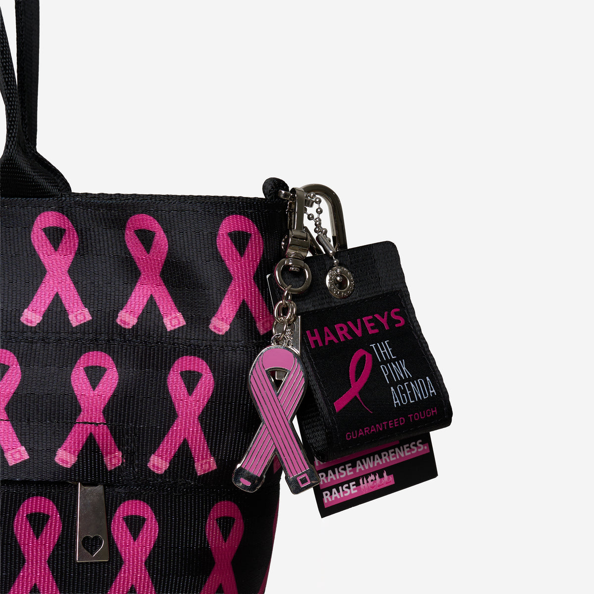 Detail view of the The Pink Agenda Pink Ribbon Mini Streamline Tote
