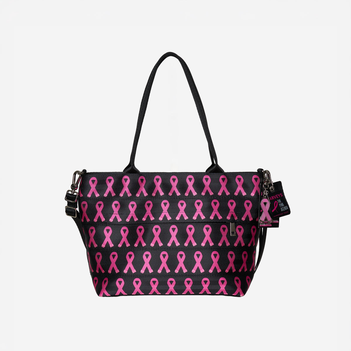The front view of the The Pink Agenda Pink Ribbon Mini Streamline Tote