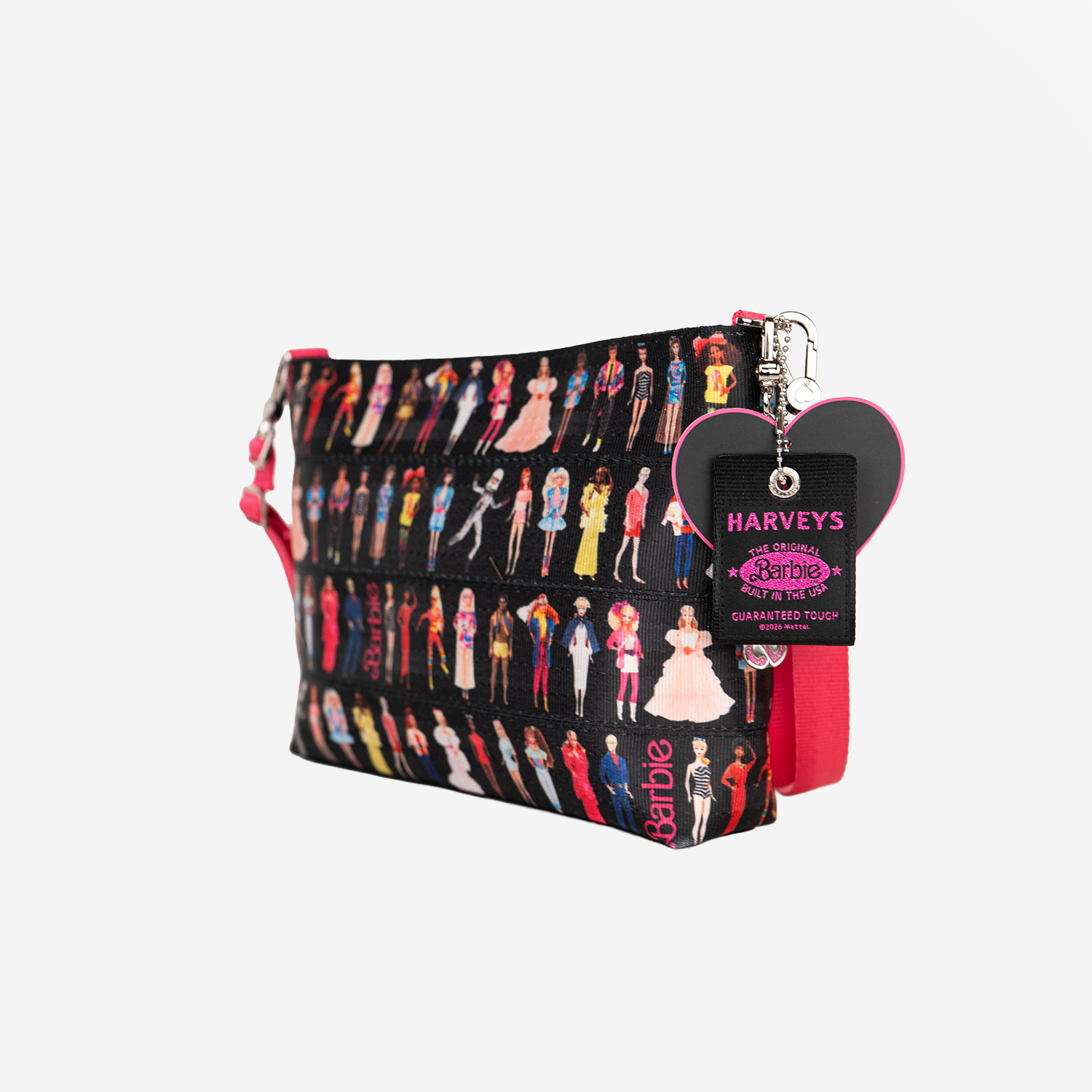 The side view of the Barbie Through The Eras Medium Convertible Clutch