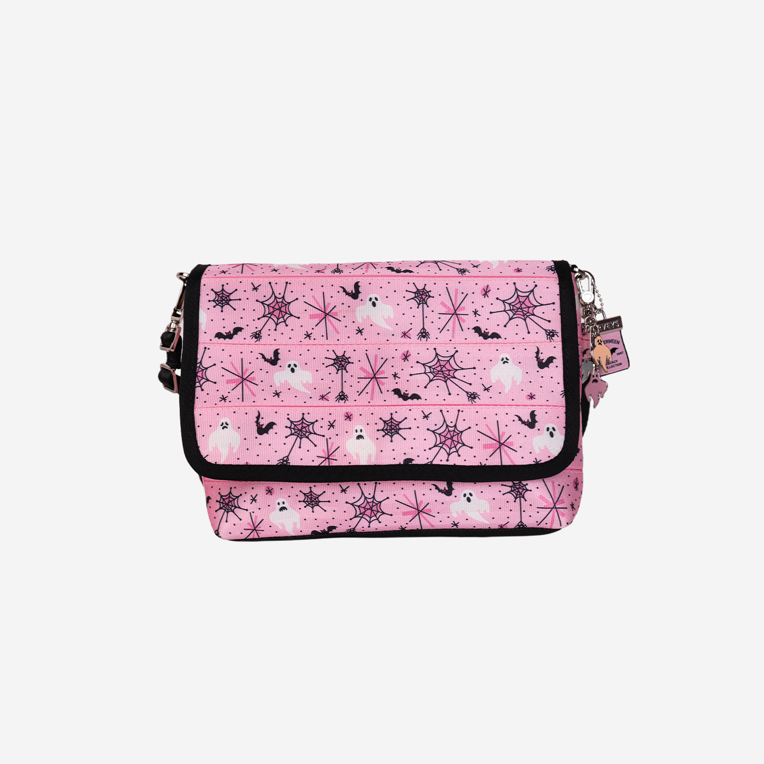 The front of a Medium Foldover Crossbody in Pink-A-Boo