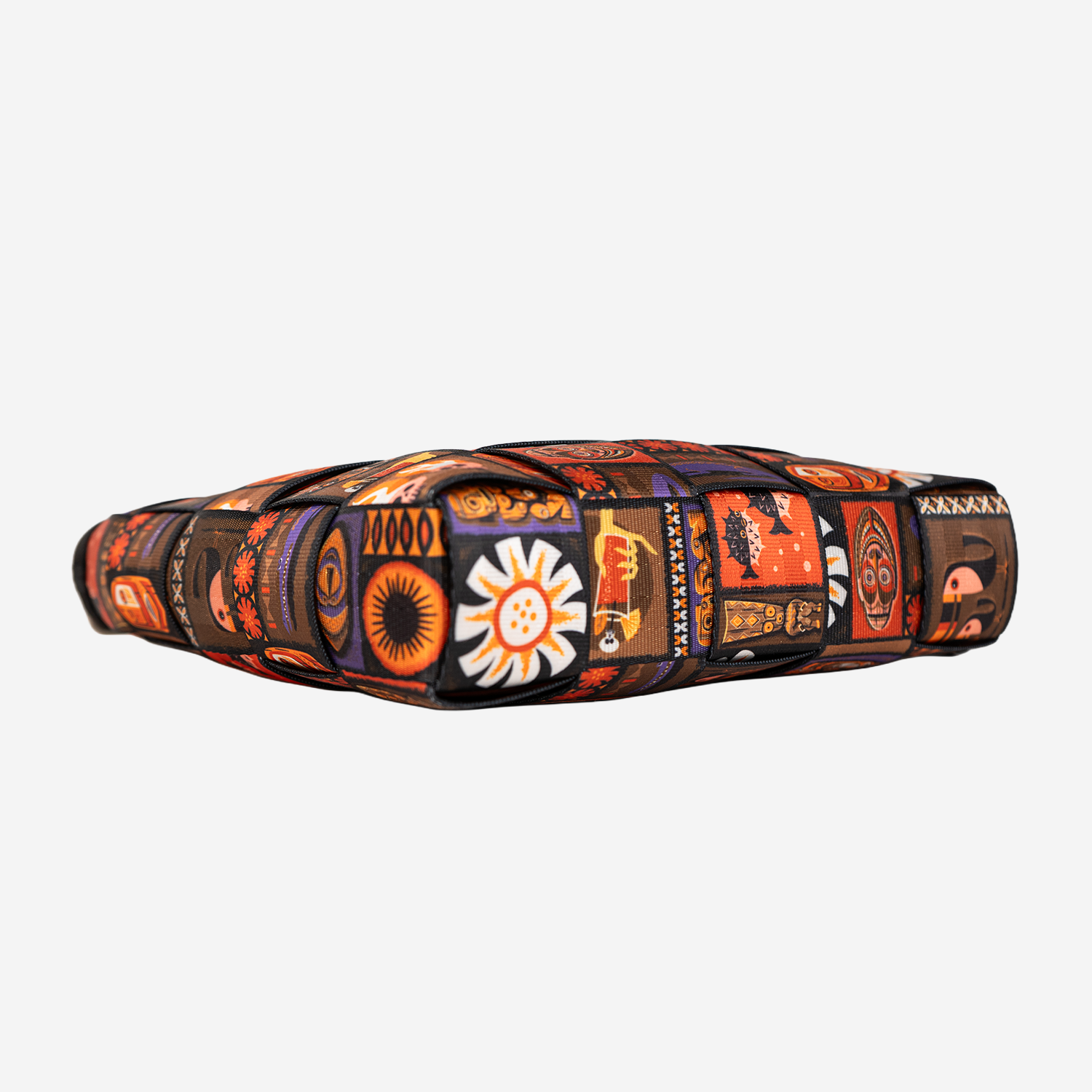 The bottom view of a Shag Tiki Tapa Mini messenger
