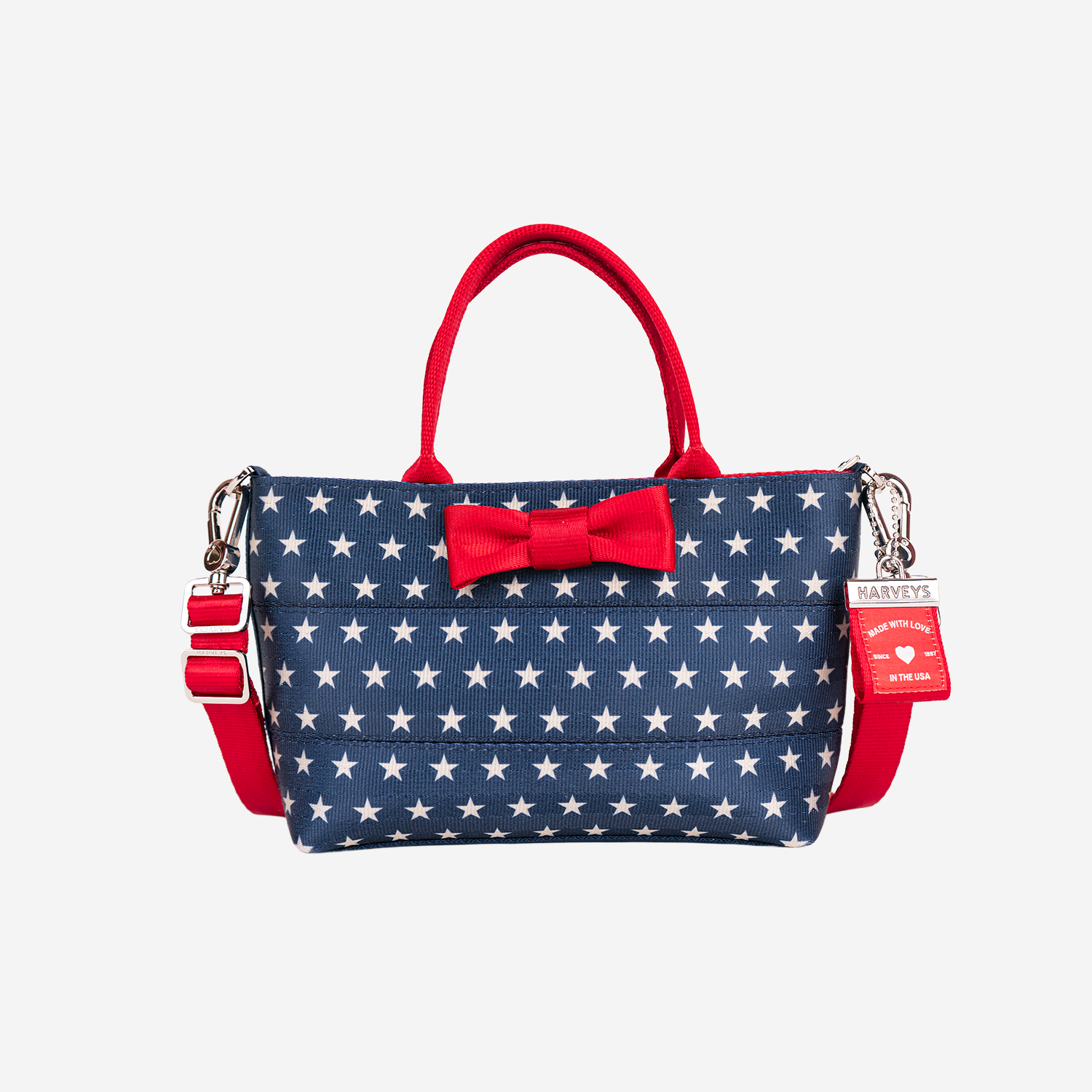 The front view of a Scarlet and Stars Petite Tote