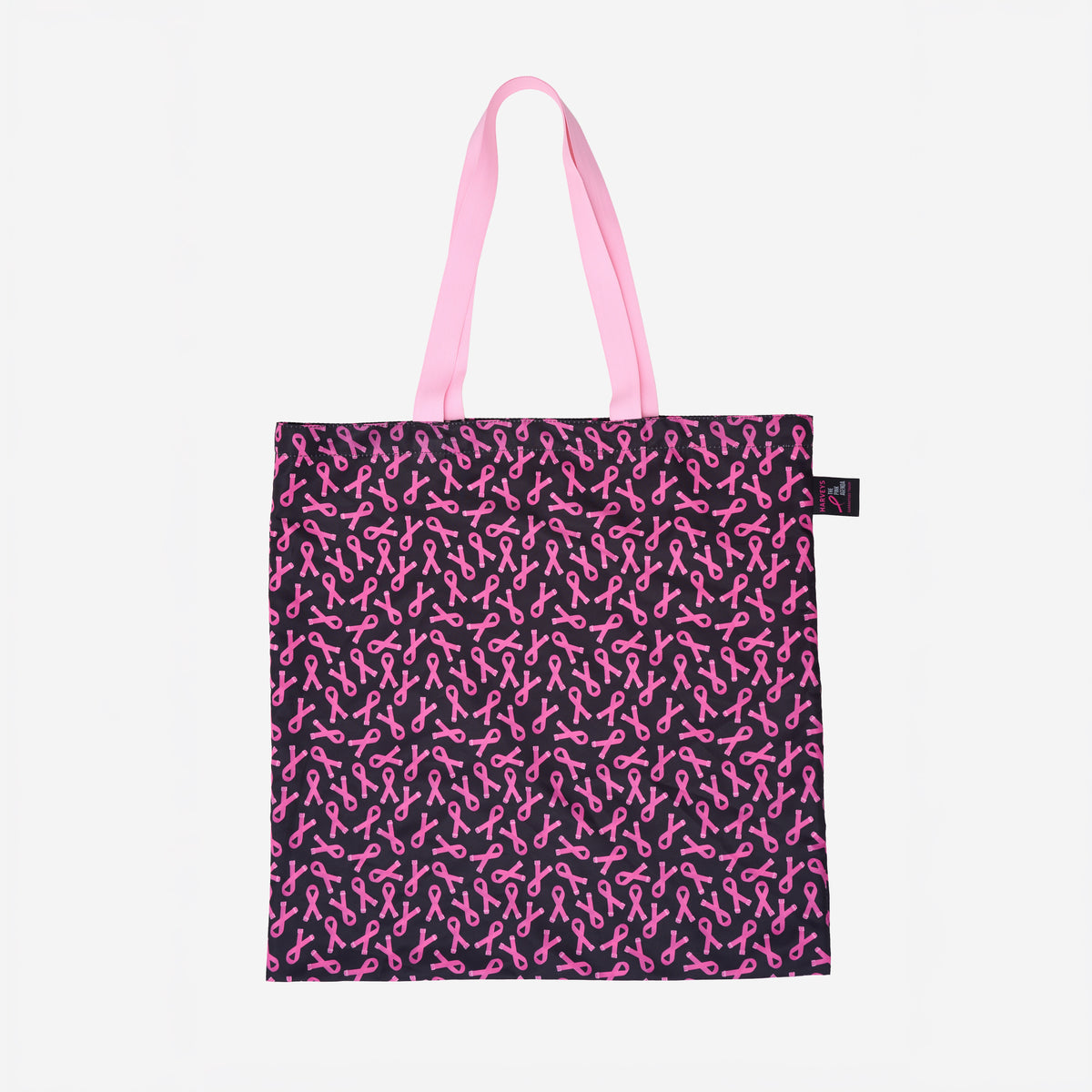 The front view of The Pink Agenda Pink Ribbon Shopper Tote
