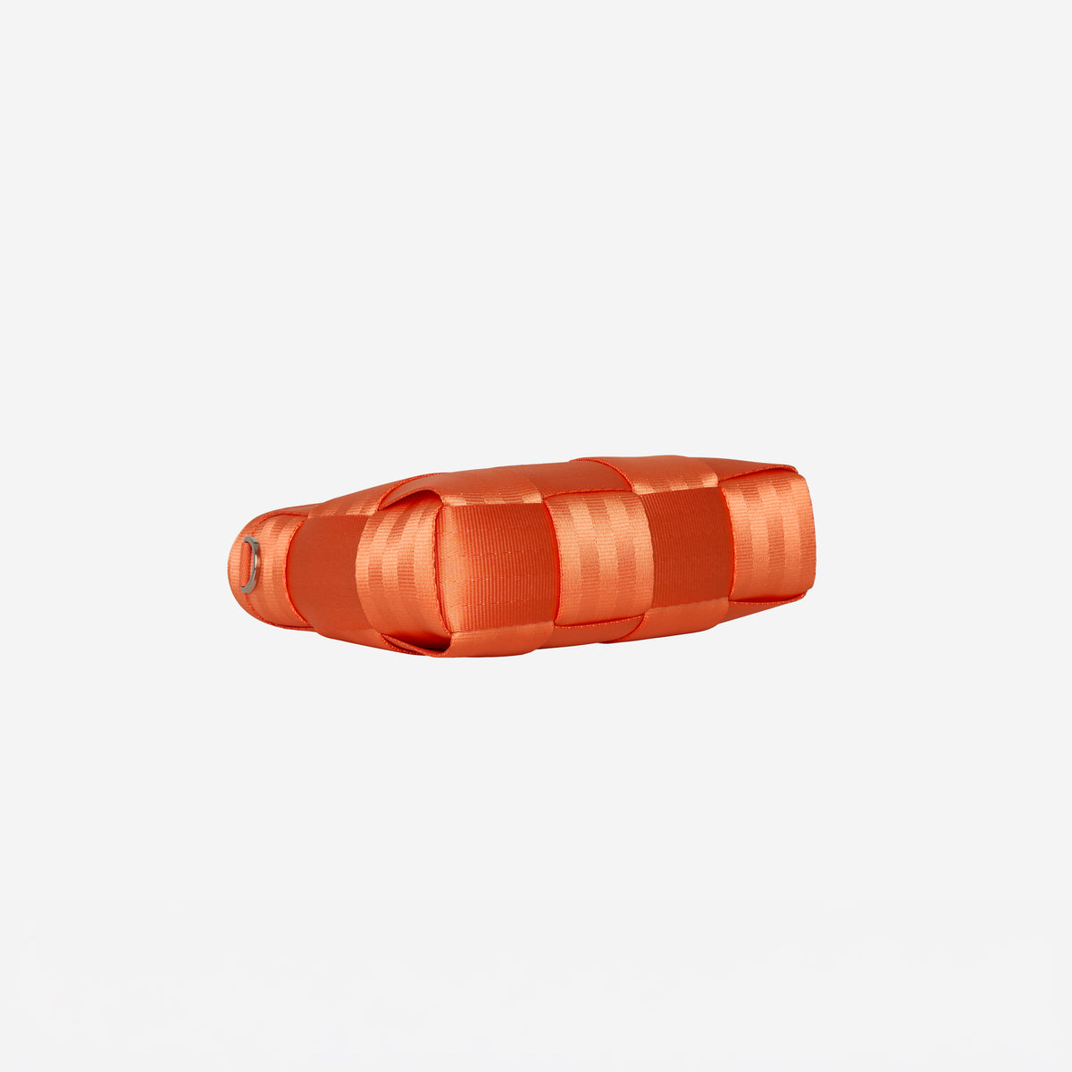 Bottom view of woven petite tote orange