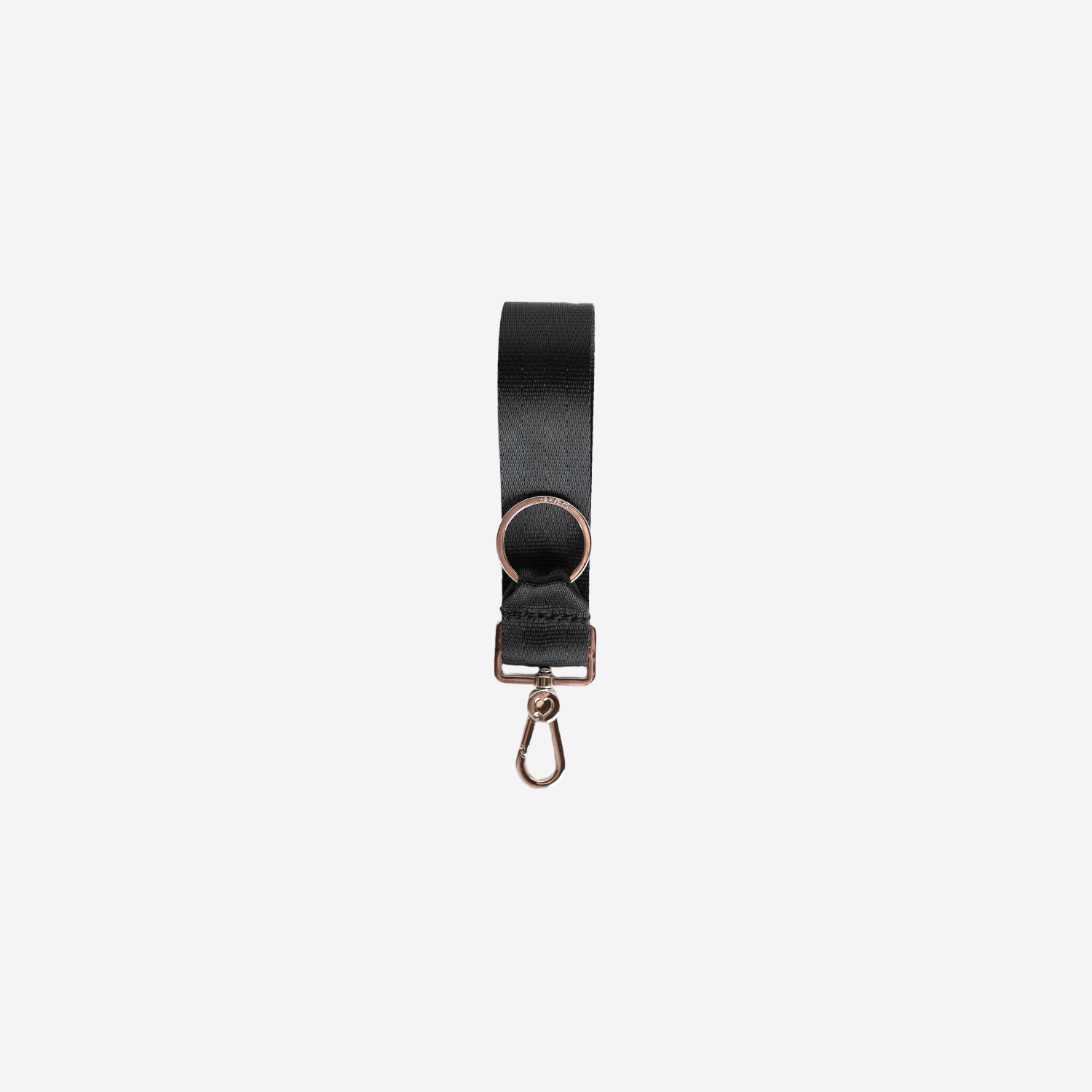 The front of a black 4 panel keychain