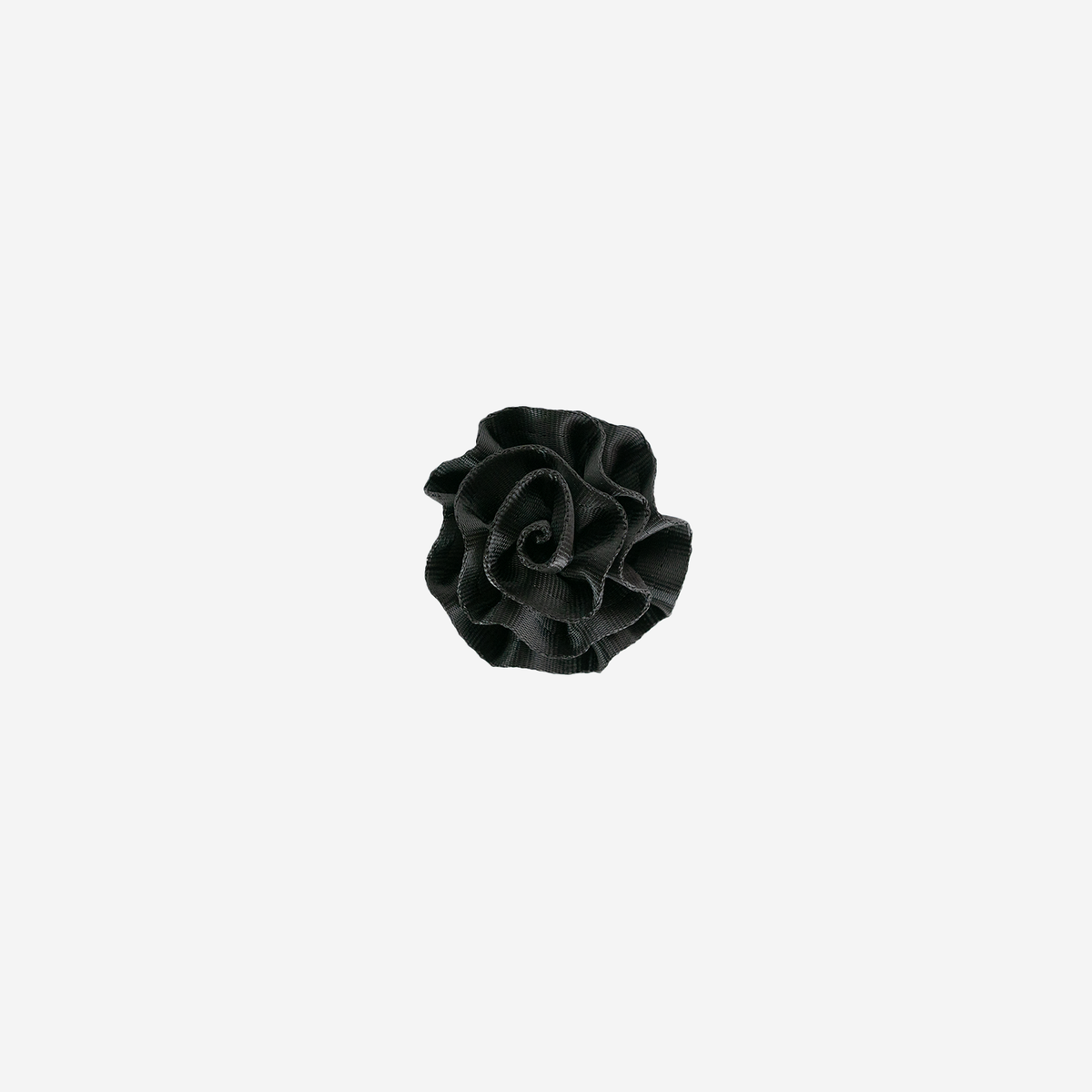 The front of a black rosette