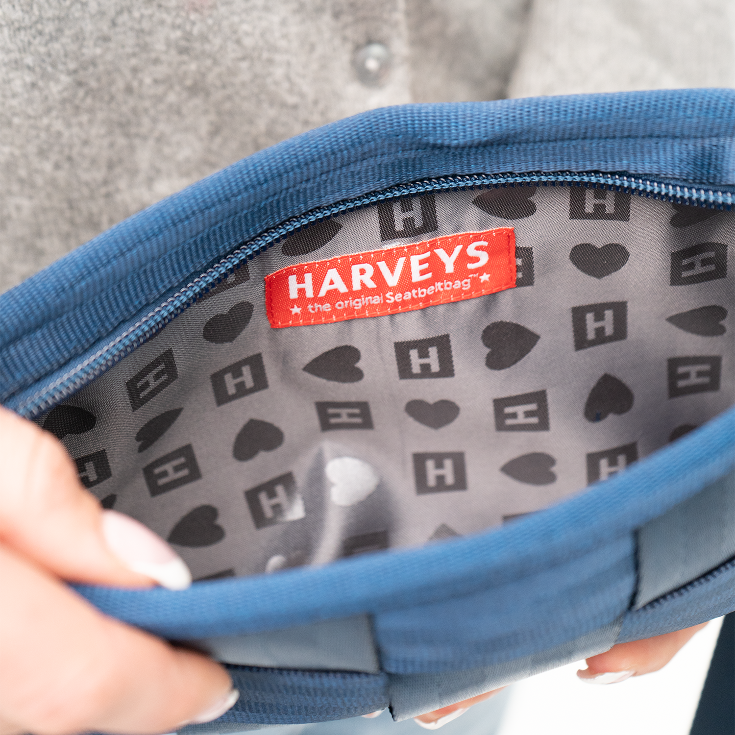 The inside of a Hip Pack in Indigo