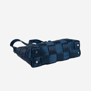 bottom view Large carriage Satchel indigo