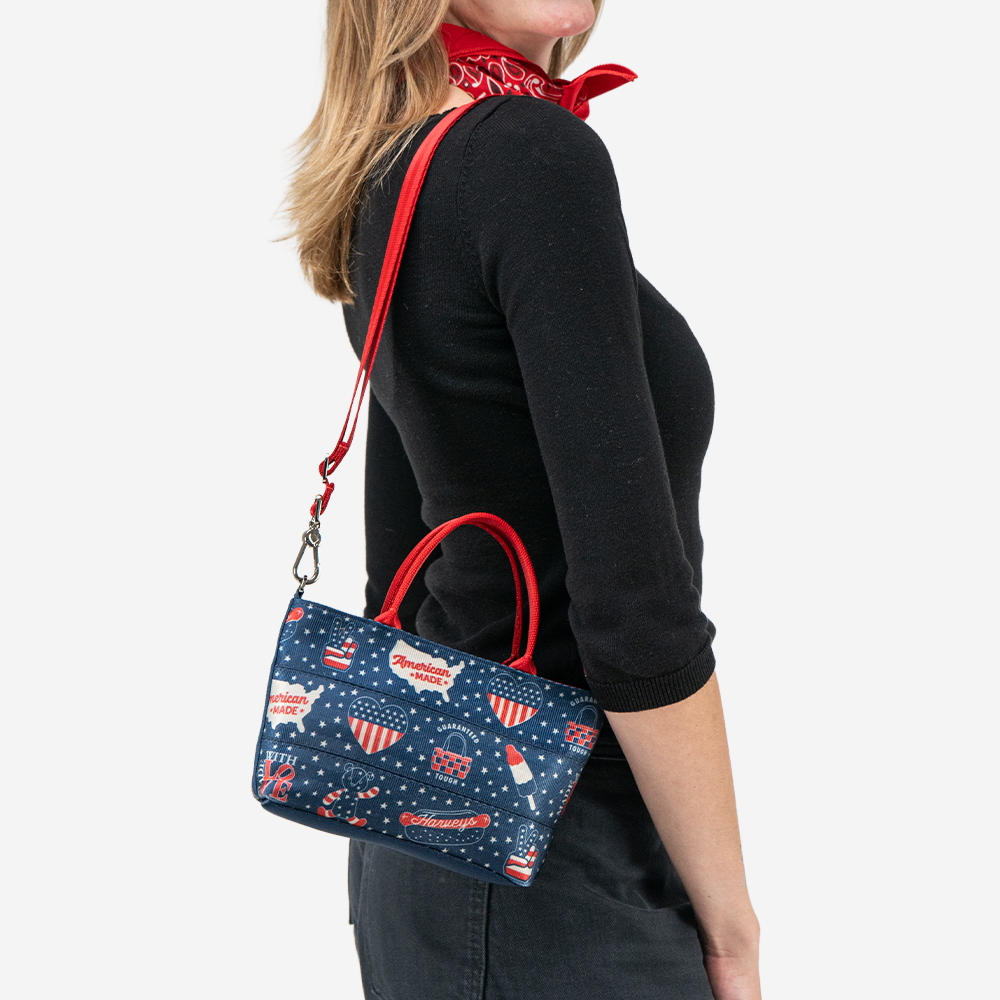 The American Made Petite Tote being worn by a model