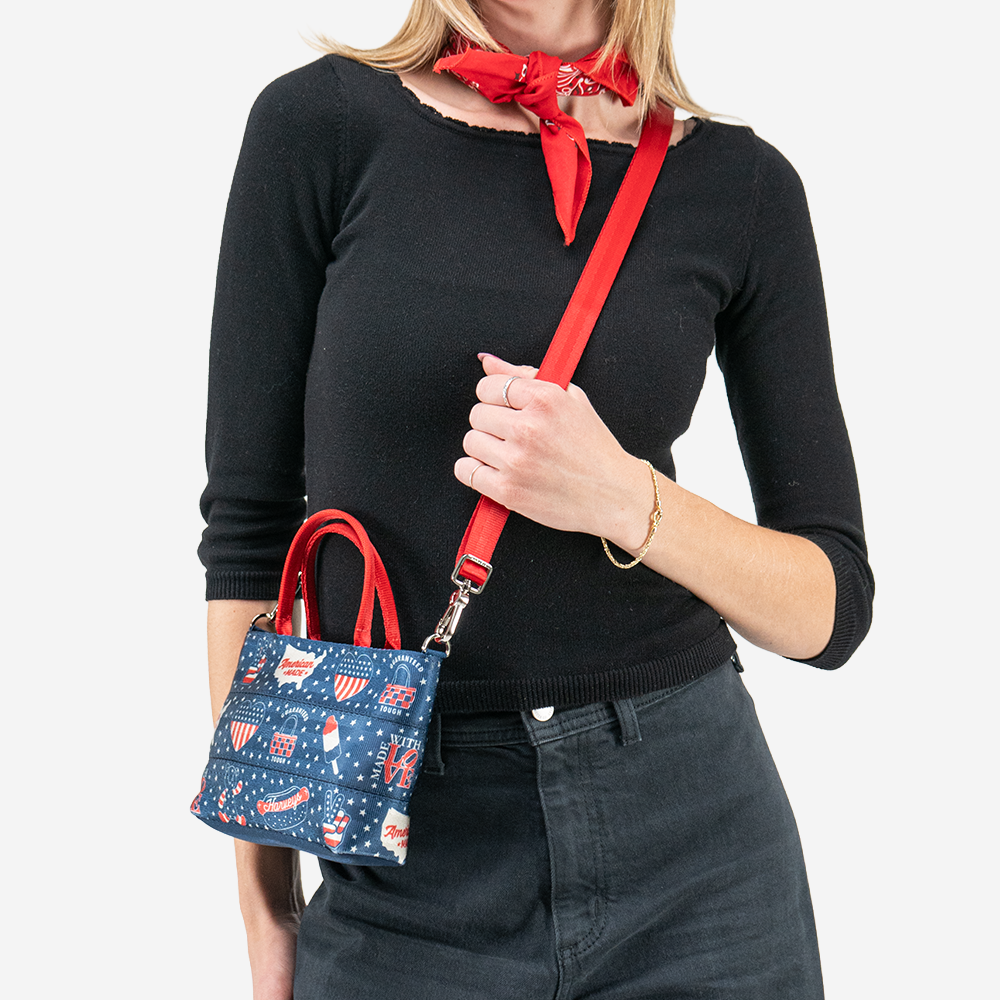 The American Made Petite Tote being worn by a model