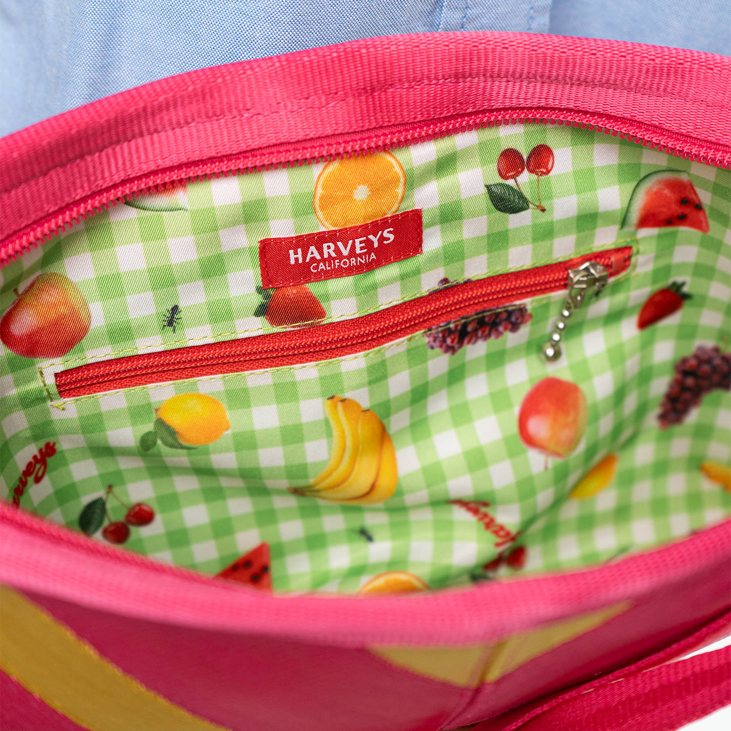 The inside of a Strawberry Lemonade Sydney Clutch
