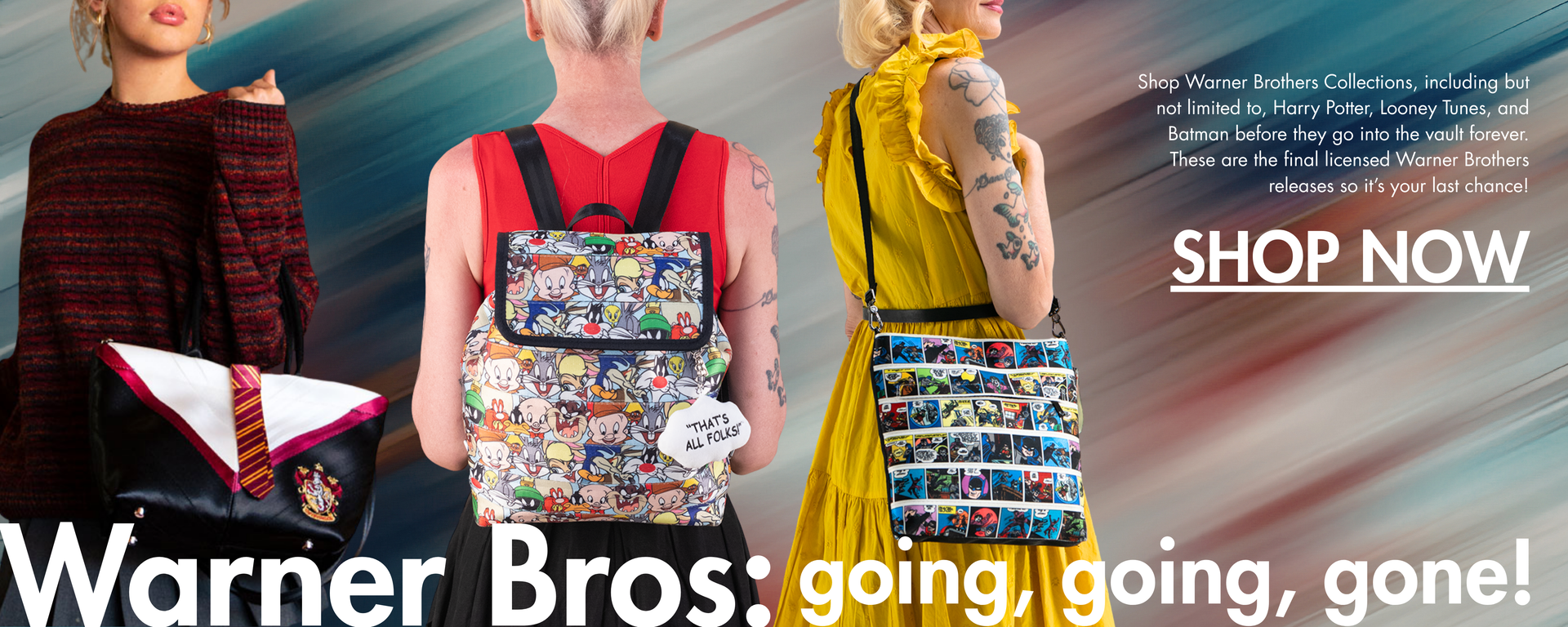 Shop our Warner Bros. collections. Harry Potter, Looney Tunes, and Batman bags featured