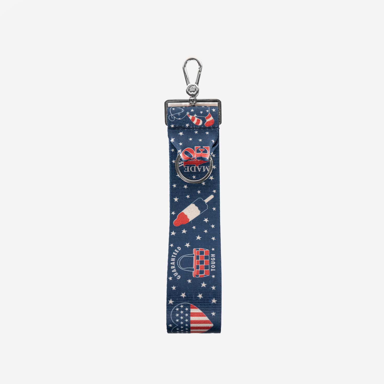 The front view of a American Made 5 Panel Keychain