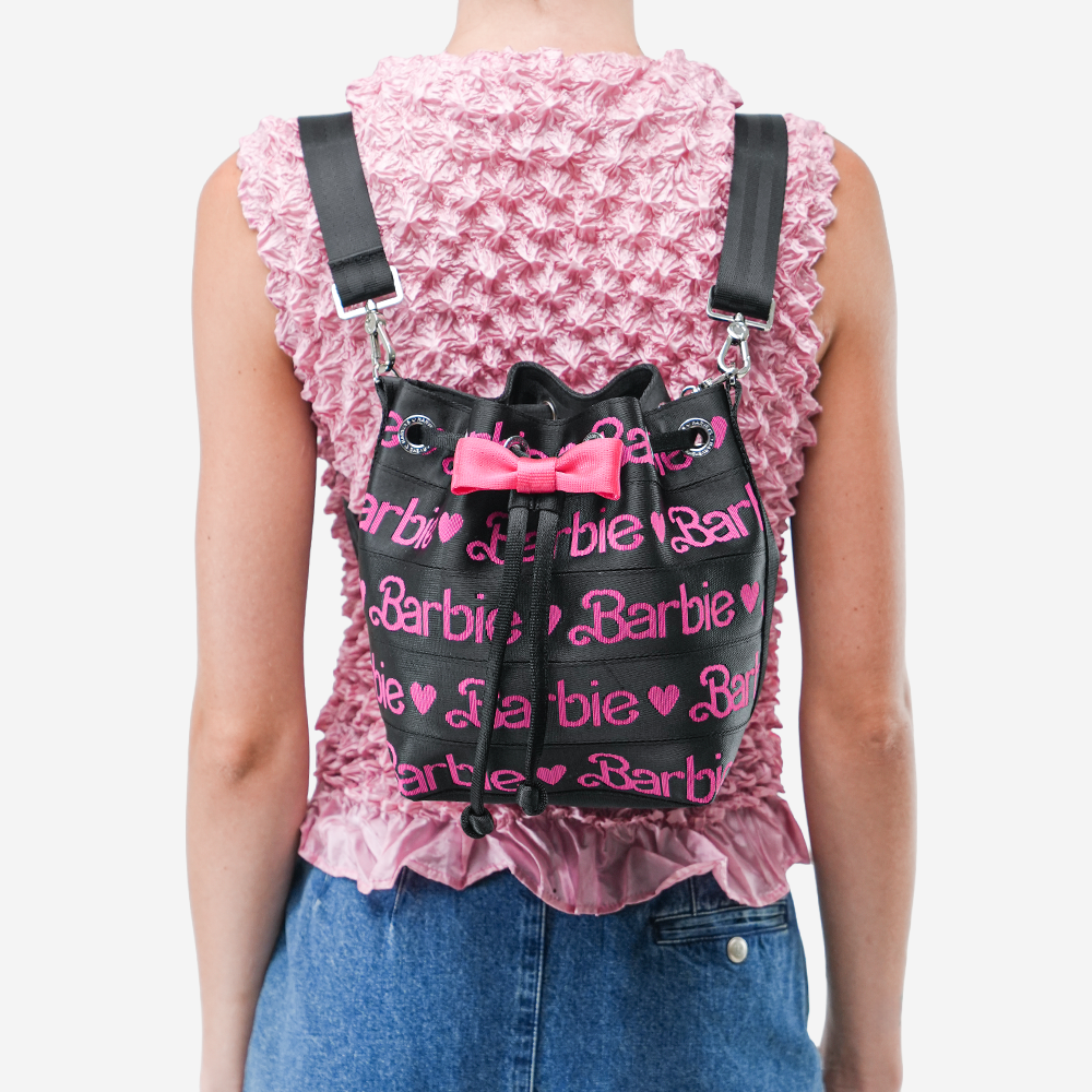 The Barbie Debossed Medium Parkhopper being worn by a model