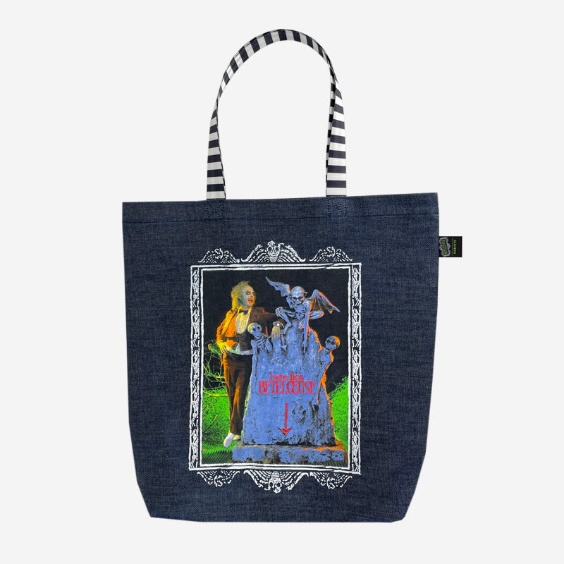 Denim Tote Beetlejuice Front View