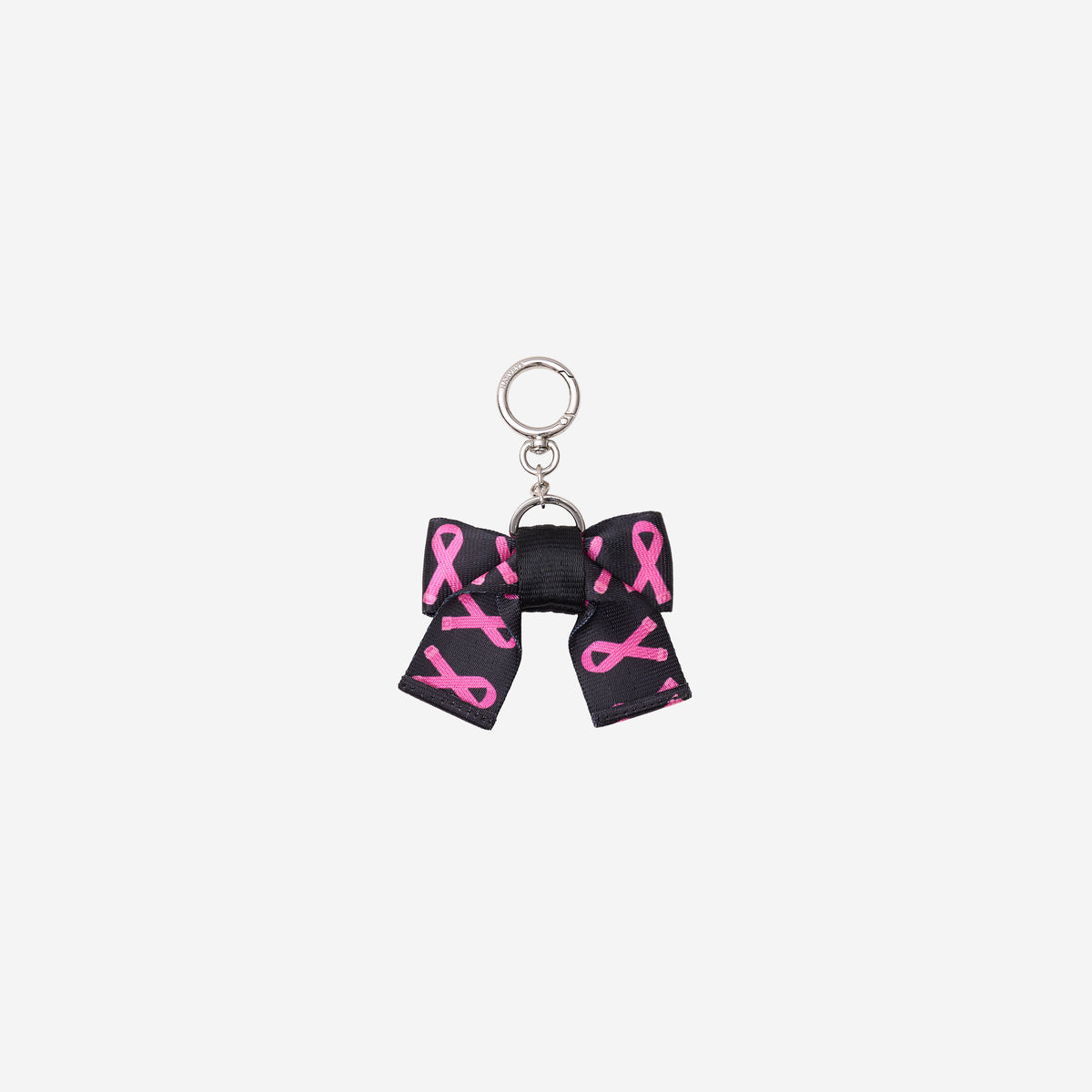 The back view of The Pink Agenda Pink Ribbon Bow Key Charm