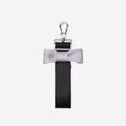 The front of a Black and Silver Bow Keychain