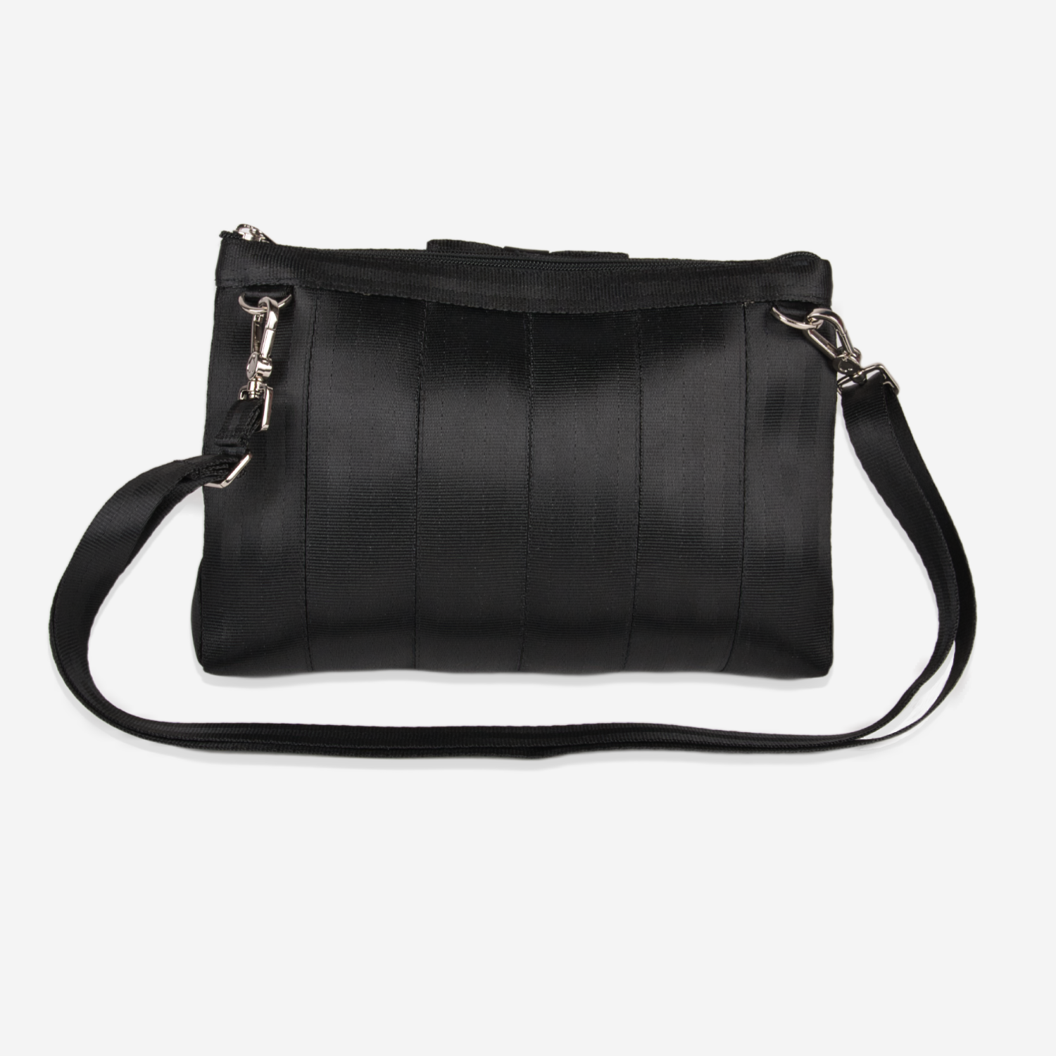 The back of a Black Lola Bow Clutch