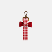Back view of a Red Gingham Bow Keychain