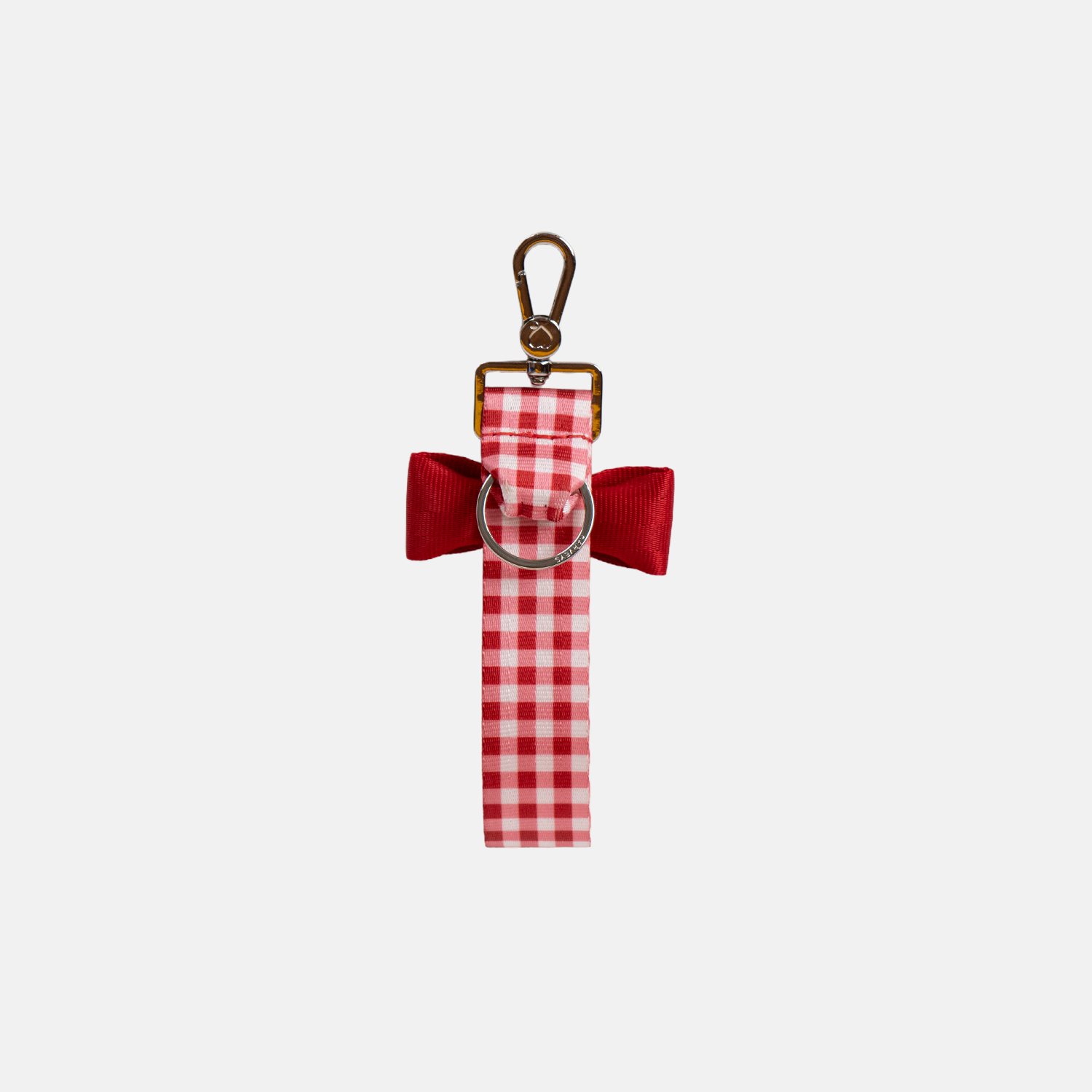 Back view of a Red Gingham Bow Keychain