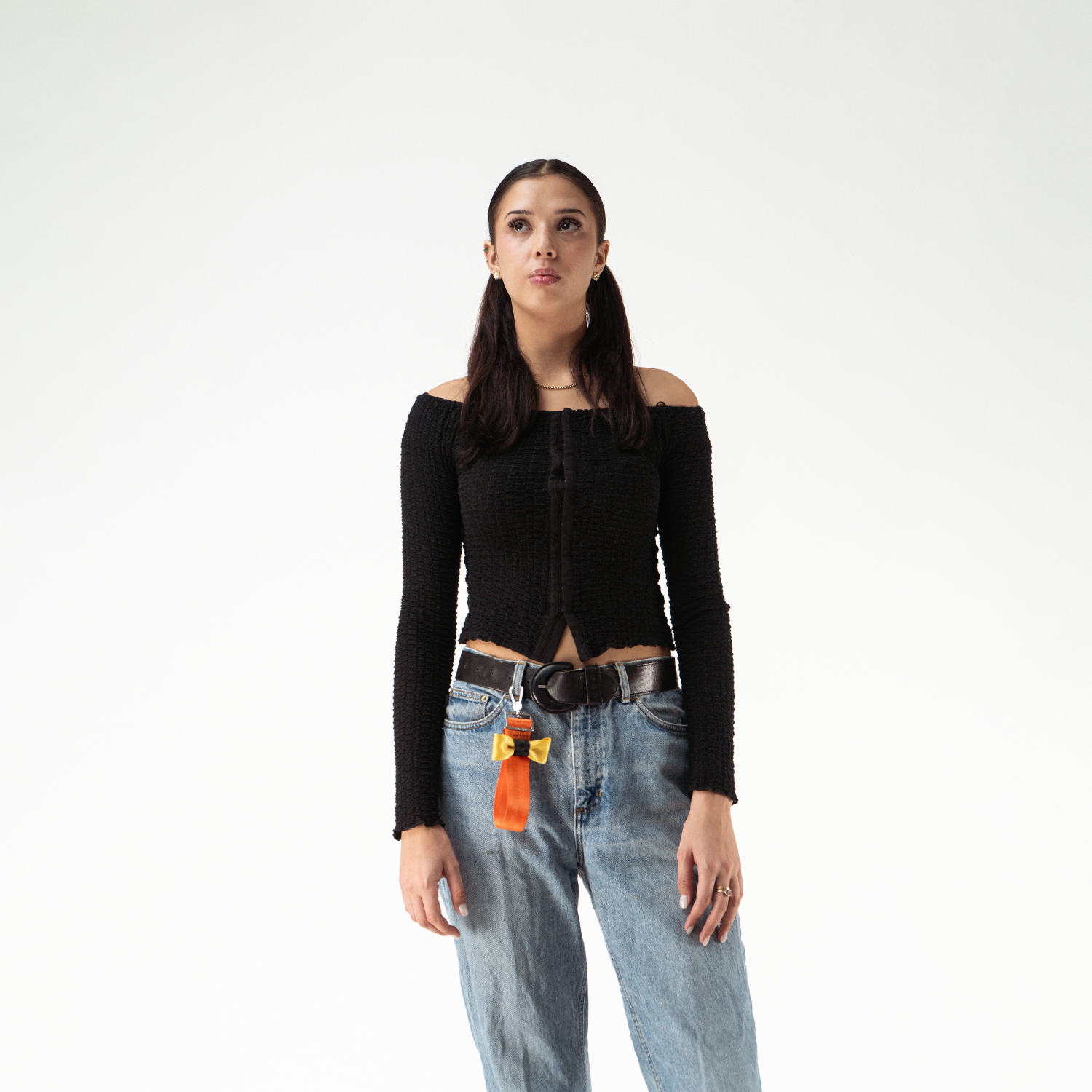 Bow Keychain in Treat with a Model