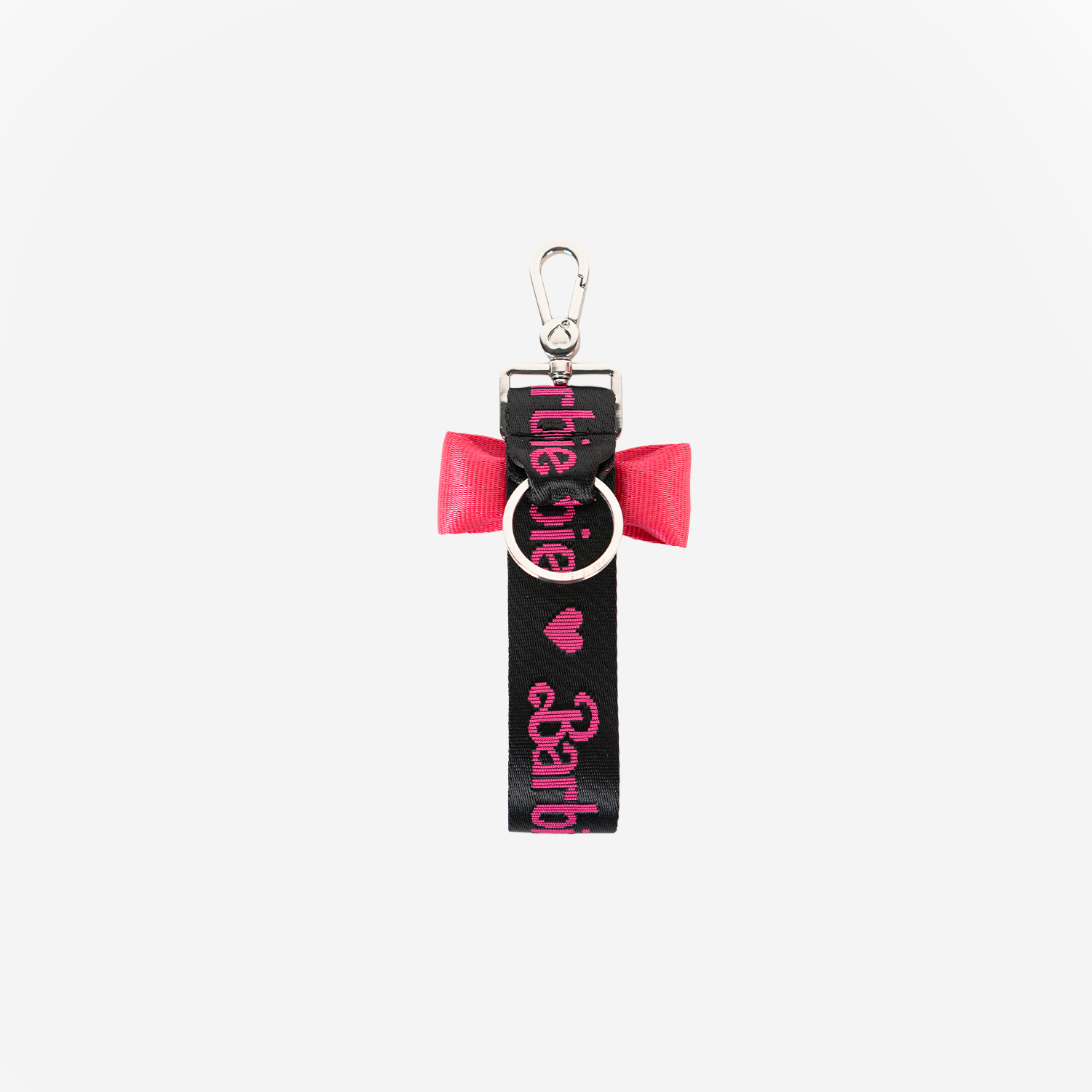 The back view of the Barbie Debossed Bow Keychain