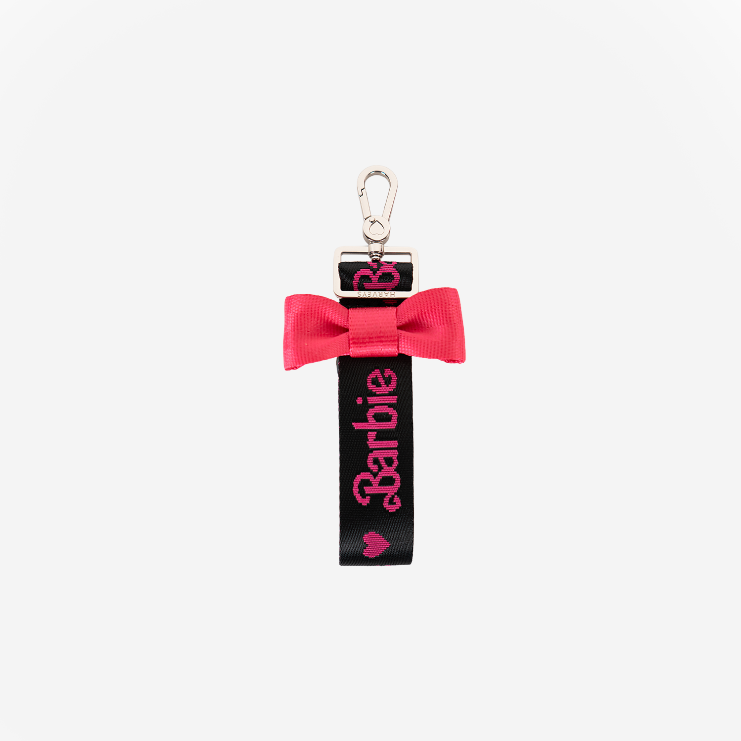 The front view of the Barbie Debossed Bow Keychain