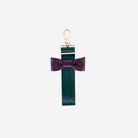 The front view of a Bow Keychain in Poison Ivy