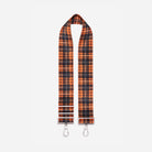 Front view of 5 panel  Click N Carry in Orange Tartan
