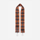 Front view of 5 panel  Click N Carry in Orange Tartan