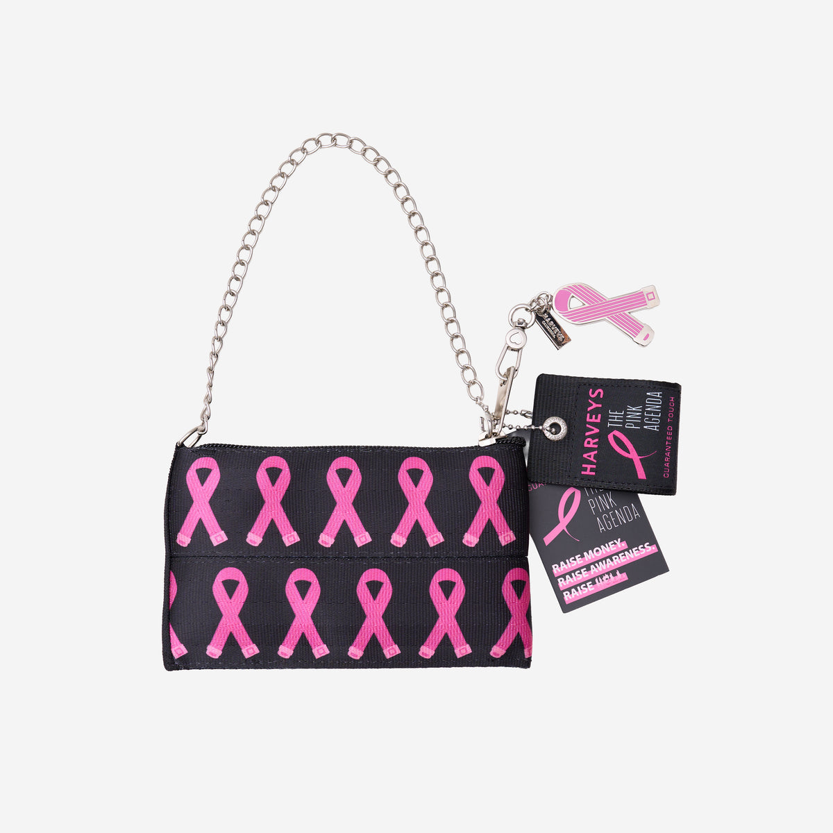 The front view of The Pink Agenda Pink Ribbon Glasses Case