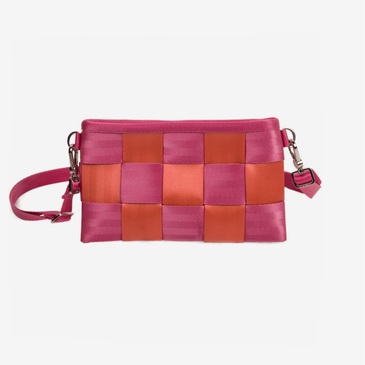 The front of a Coral N Fuchsia Hip Pack