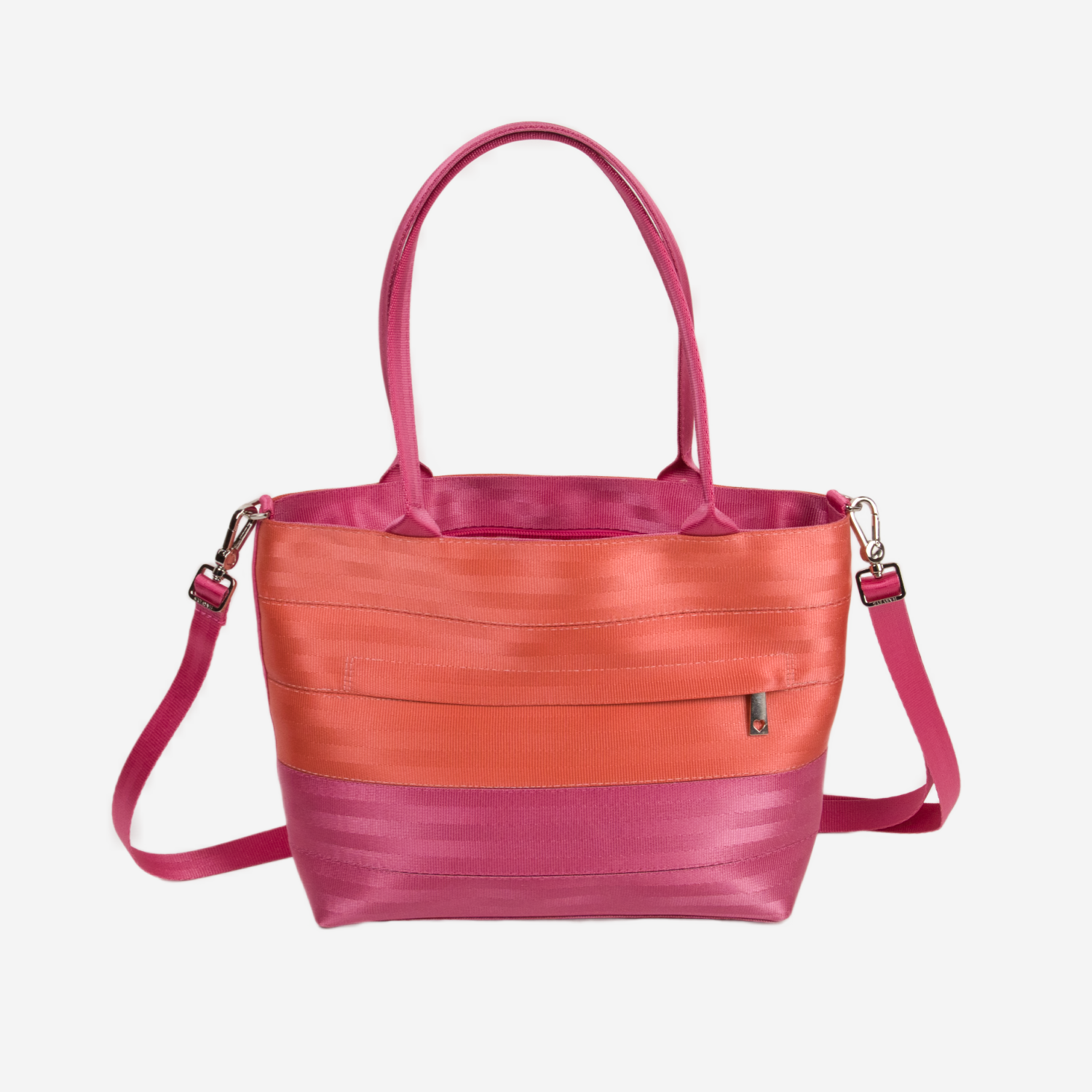The front of a Coral N Fuchsia Mini Streamline Tote