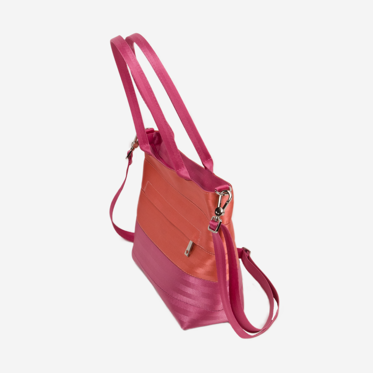 The side of a Coral N Fuchsia Mini Streamline Tote