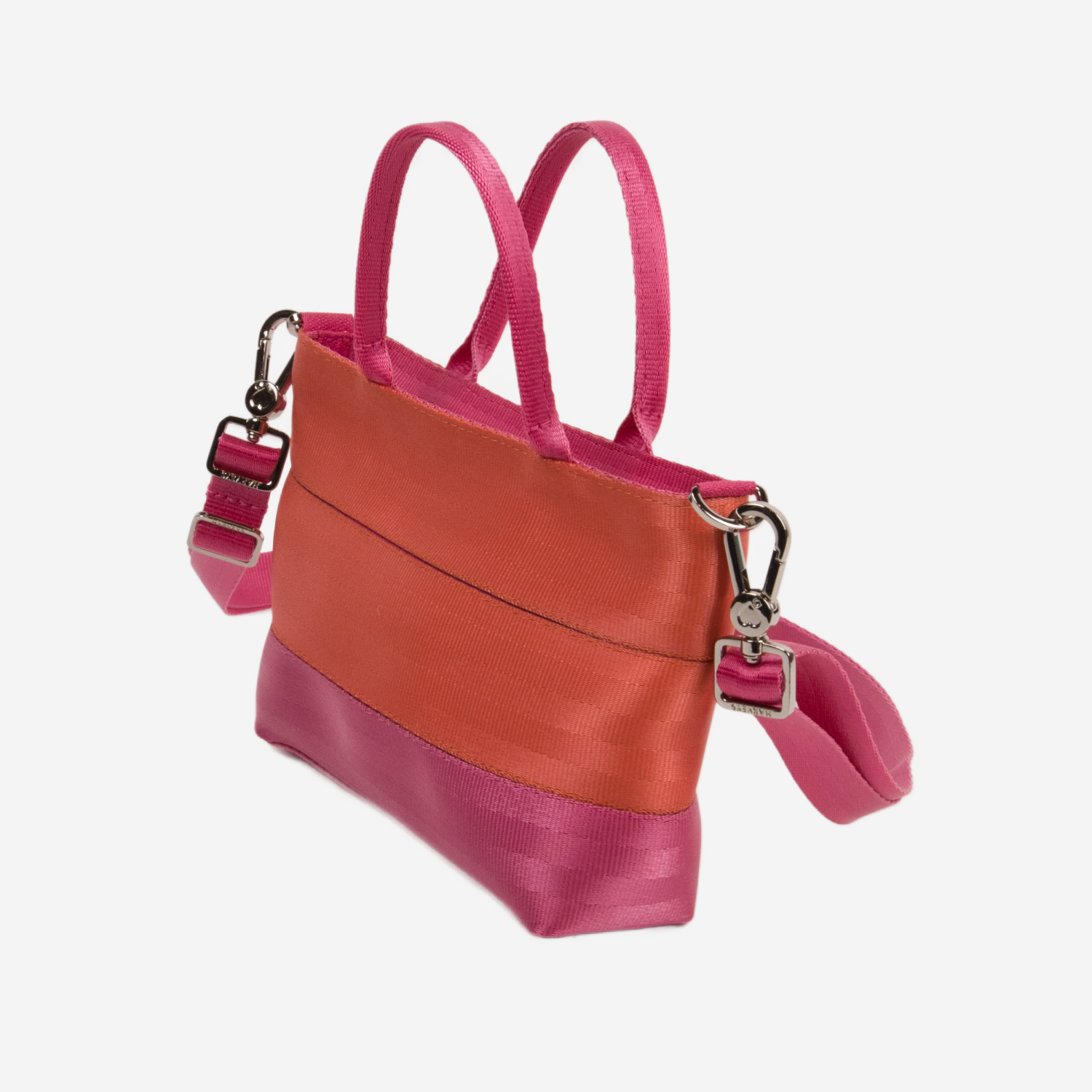 The side of a Coral N Fuchsia Petite Tote