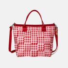 Front view of a Red Gingham Crossbody Tote
