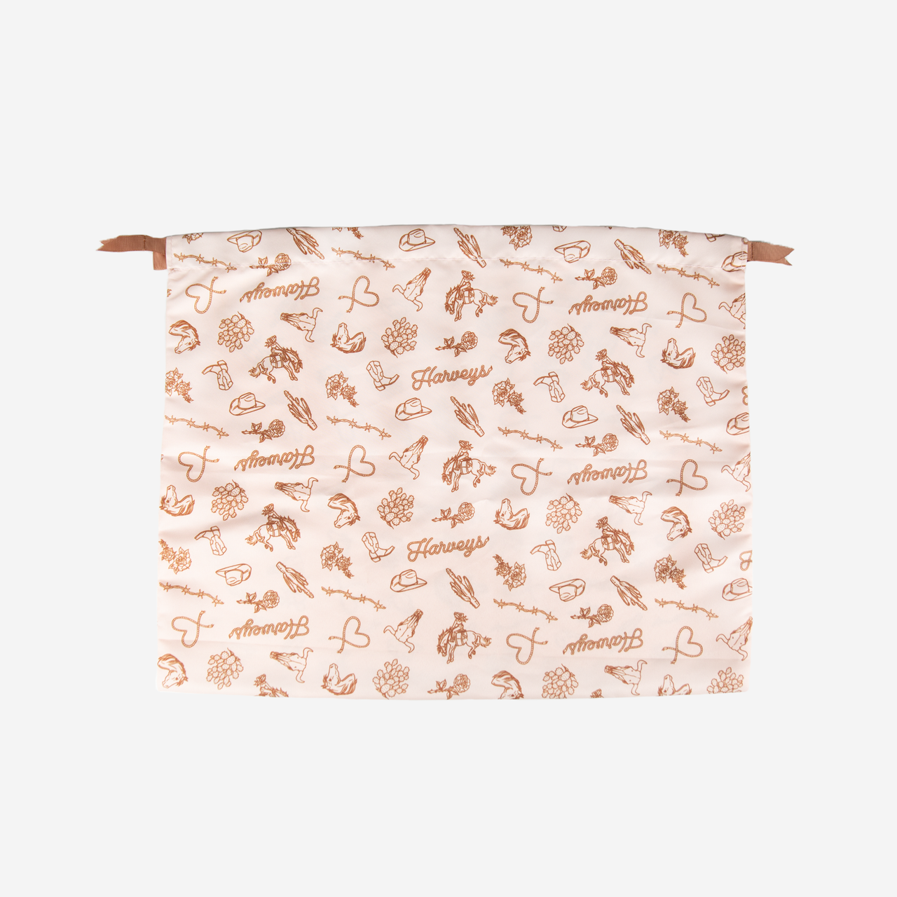 Front view of a Dustbag in the Cowgirl print