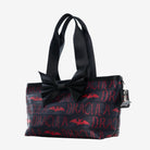 Front/side of large bat tote showing silver bat charm