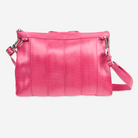 The back of a Fuchsia Lola Bow Clutch
