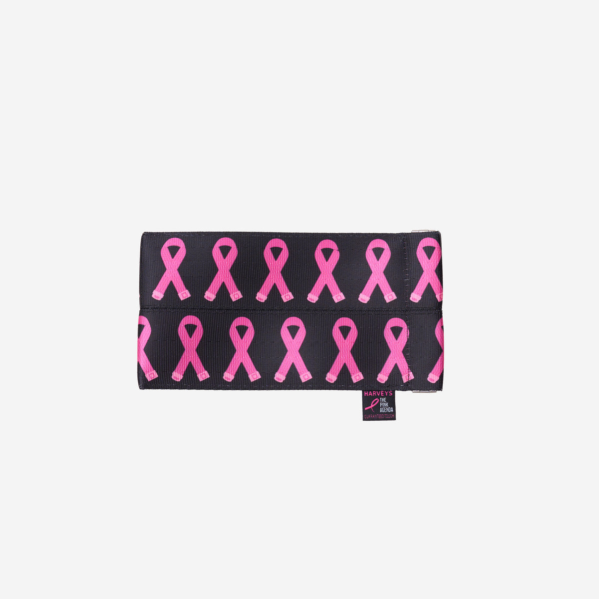 The front view of The Pink Agenda Pink Ribbon Glasses Case