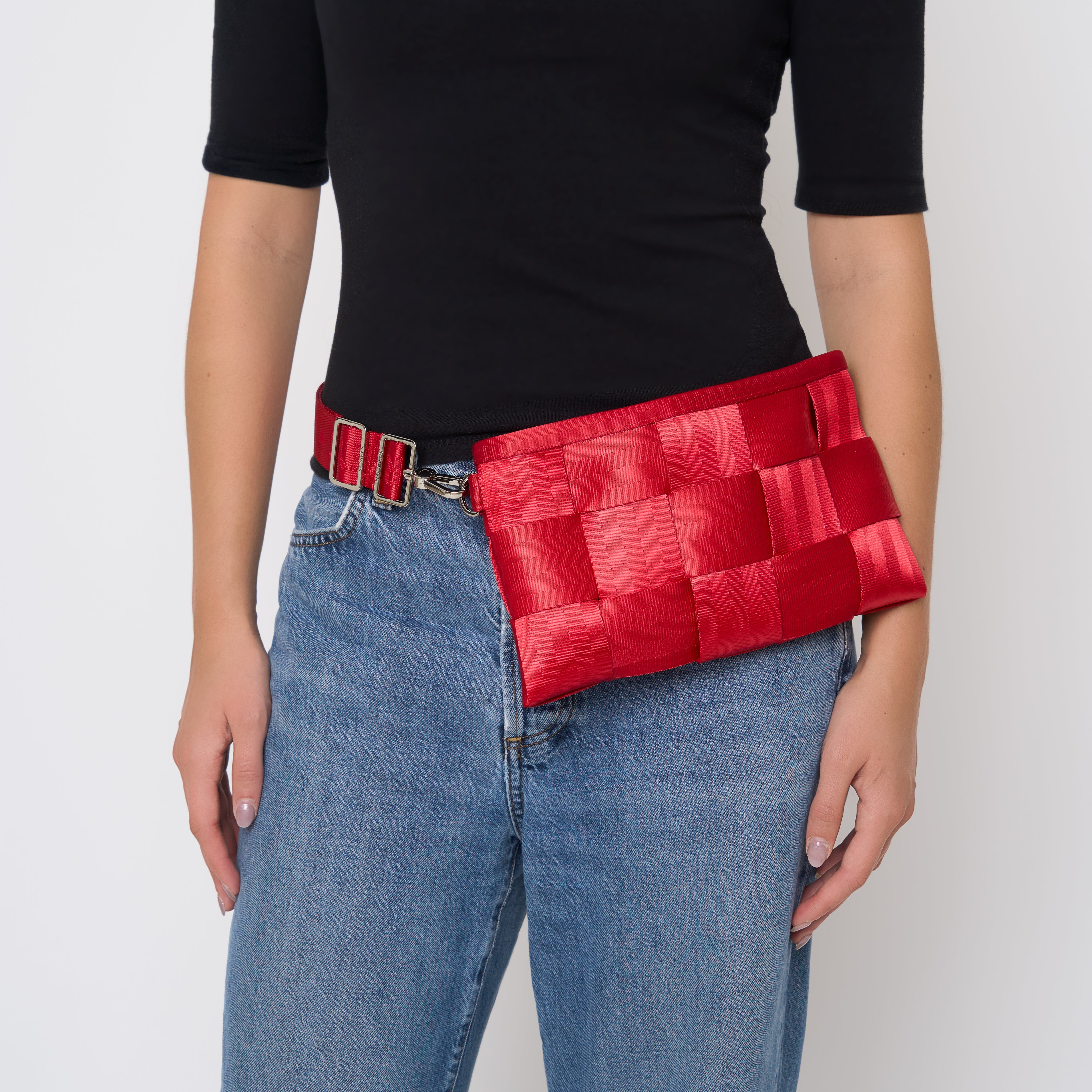 Hip Pack being worn on the waist by model